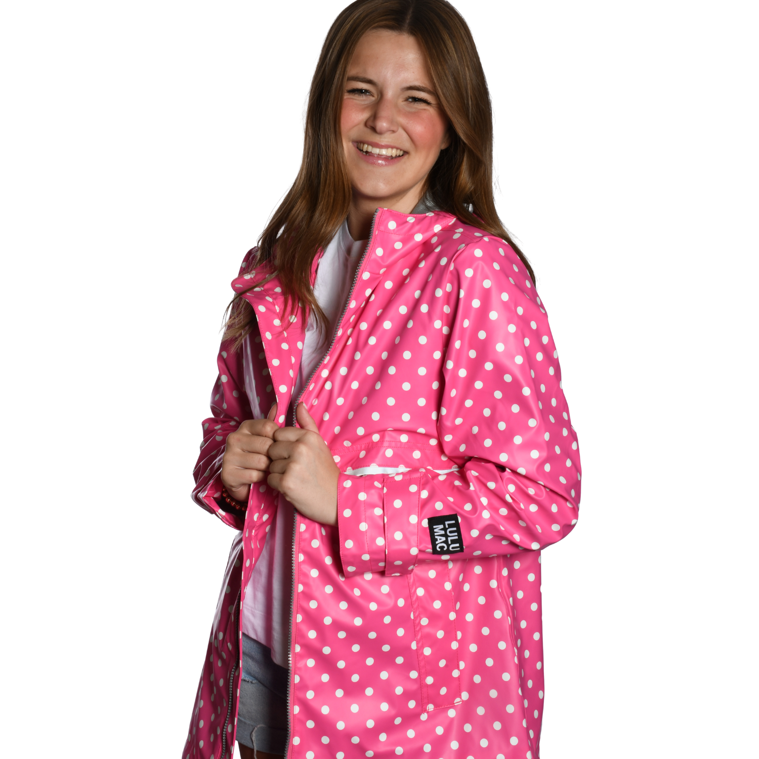 LM-RC-1001PD Hot Pink/White LuLu Mac Raincoat