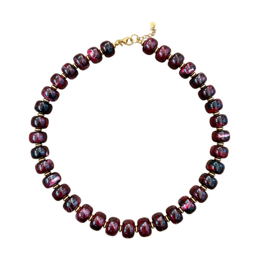 LM-NK-1006 BEADED NECKLACE - MAROON