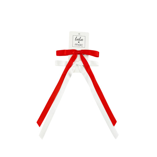 DDM-7656 Satin Mini Double Bow Red/White