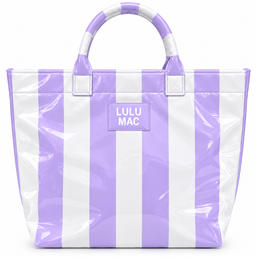LM-BG-1003 TOTE BAG LAVENDER/WHITE STRIPE