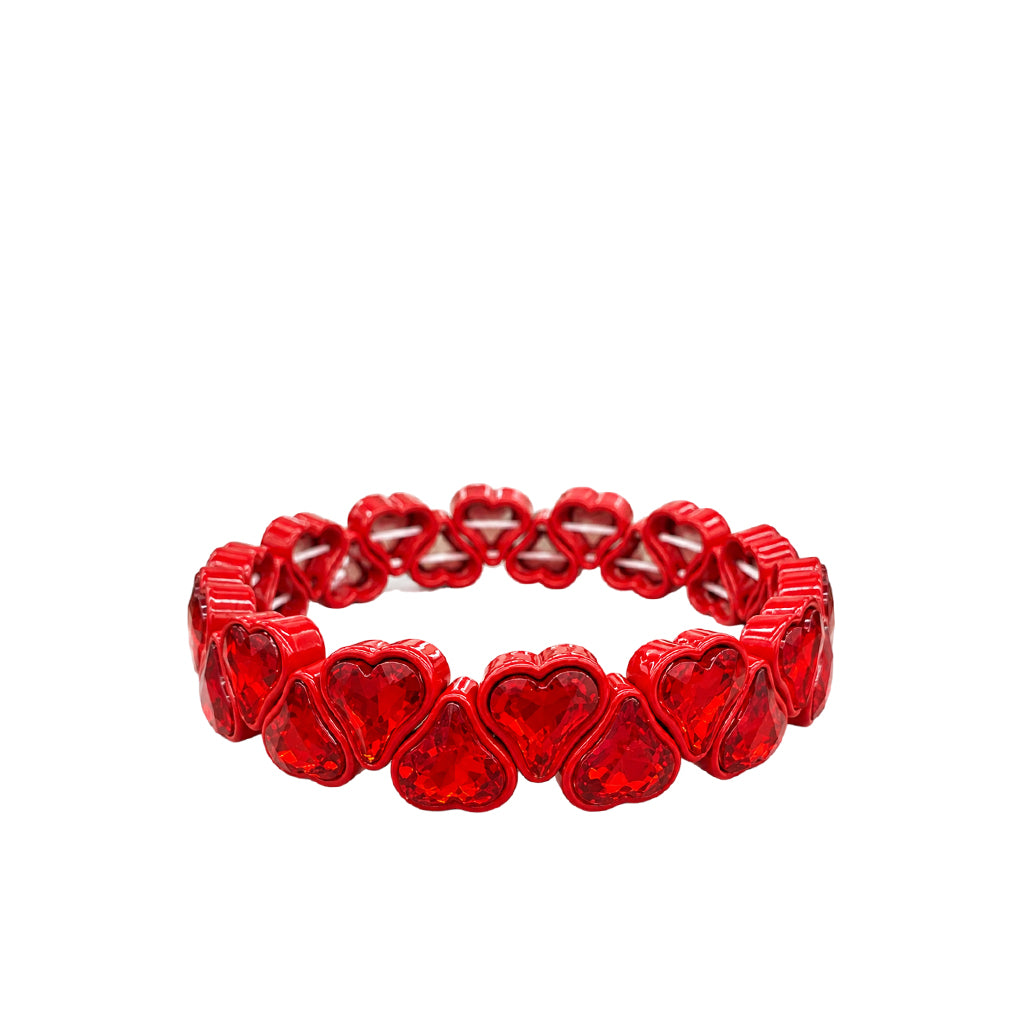 BR-RS-HEART Heart Rhinestone Bracelet - Red