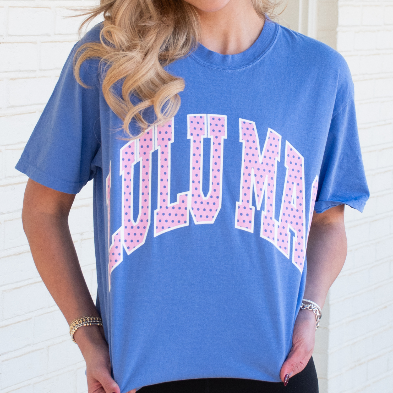 LM-PD-1001 Polka Dot Adult Flow Blue Comfort Colors Tee