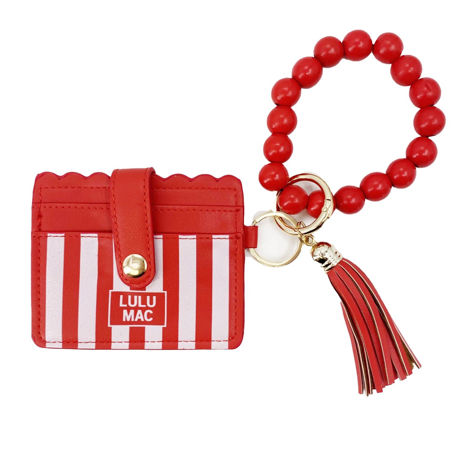 LM-7311 Beaded Wristlet ID Wallet Red Stripe Darby