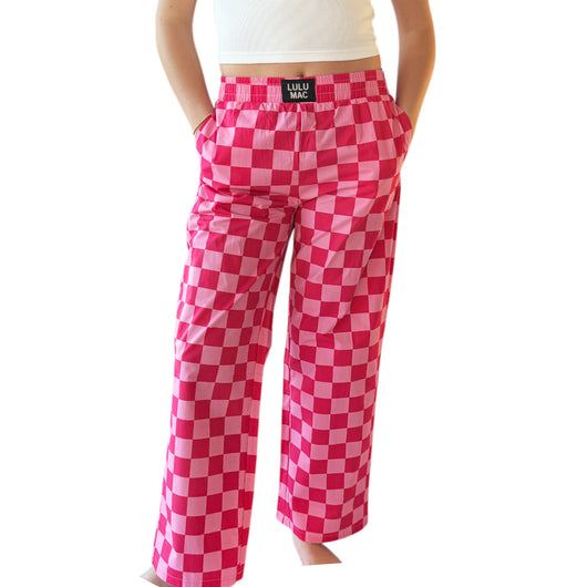 PACK- PINK CHECKERED PANT