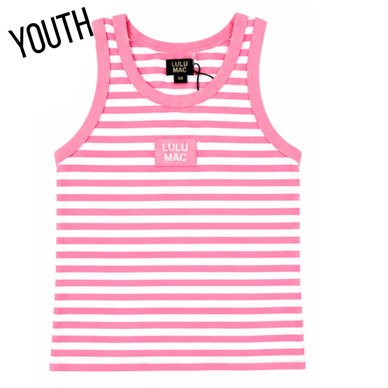 KD-MC-STRIPE MONOCHROME PATCH YOUTH TANK-NEON PINK