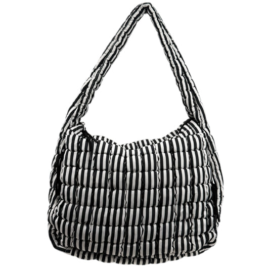 GZ-4171 Gingham Puffer Quilted Handbag Black/White