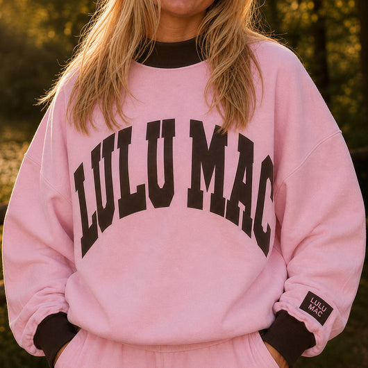 LM-MN-1009 Puff Mock Neck Sweatshirt - Light Pink/Brown