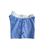 BB-4828 BUTTON BOW GINGHAM BOXER SHORTS LIGHT BLUE