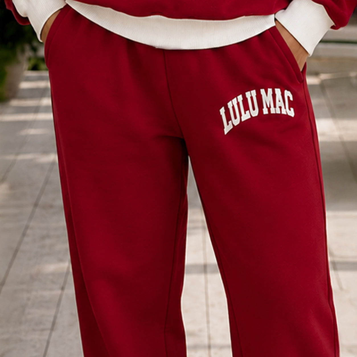 LM-PA-1009 Puff Pant- Crimson/White