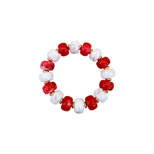 LM-BR-1006 BEADED BRACELET - RED/WHITE