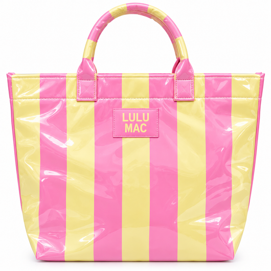 LM-BG-1003 TOTE BAG PINK/YELLOW STRIPE