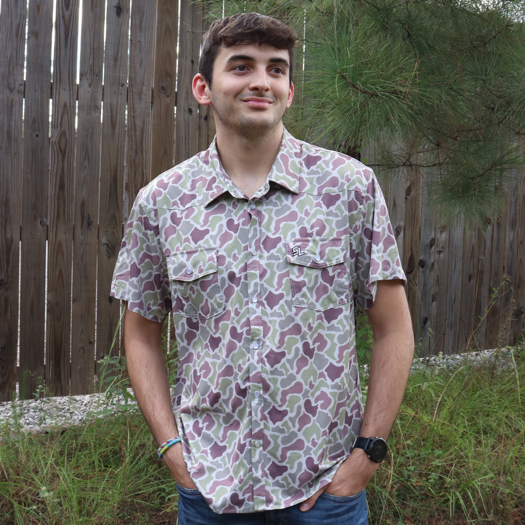 SL-1259 Southern Limit Button Down Light Camo