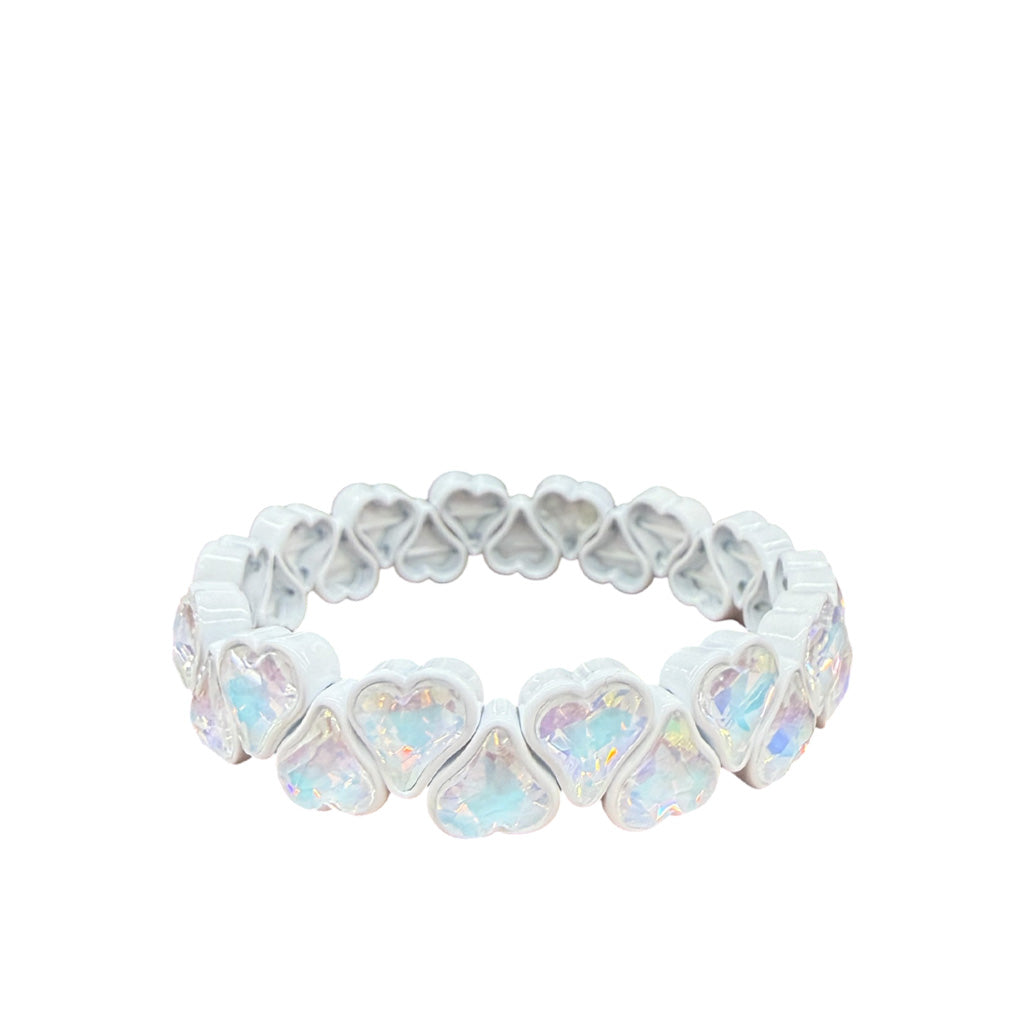 BR-RS-HEART Heart Rhinestone Bracelet - White