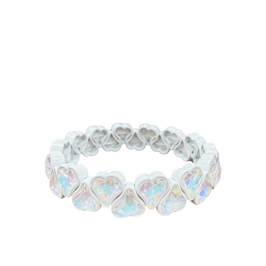 BR-RS-HEART Heart Rhinestone Bracelet - White