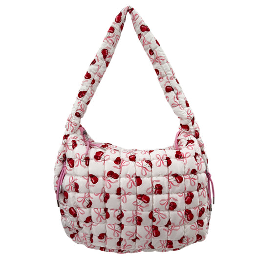 GZ-4171 Puffer Quilted Handbag Cherry