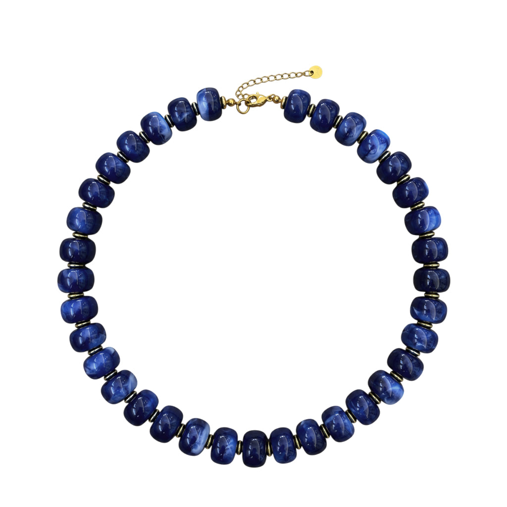 LM-NK-1006 BEADED NECKLACE - NAVY