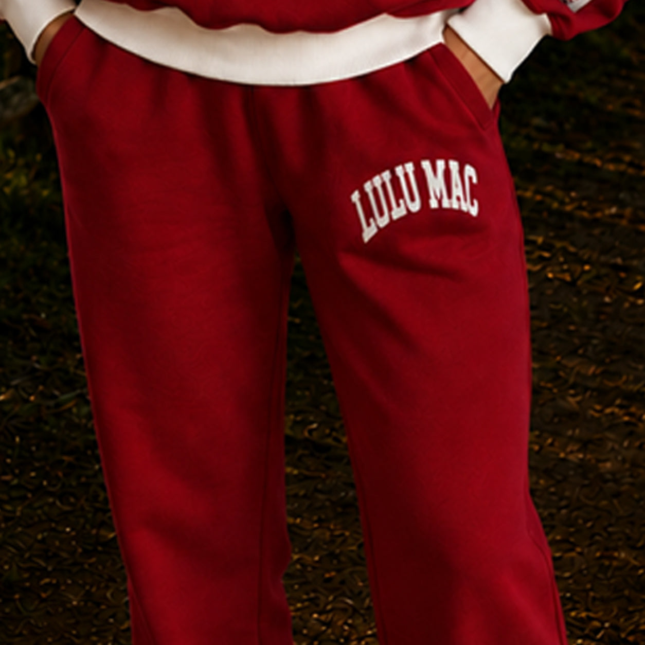 LM-PA-1009 Puff Pant- Cardinal/White