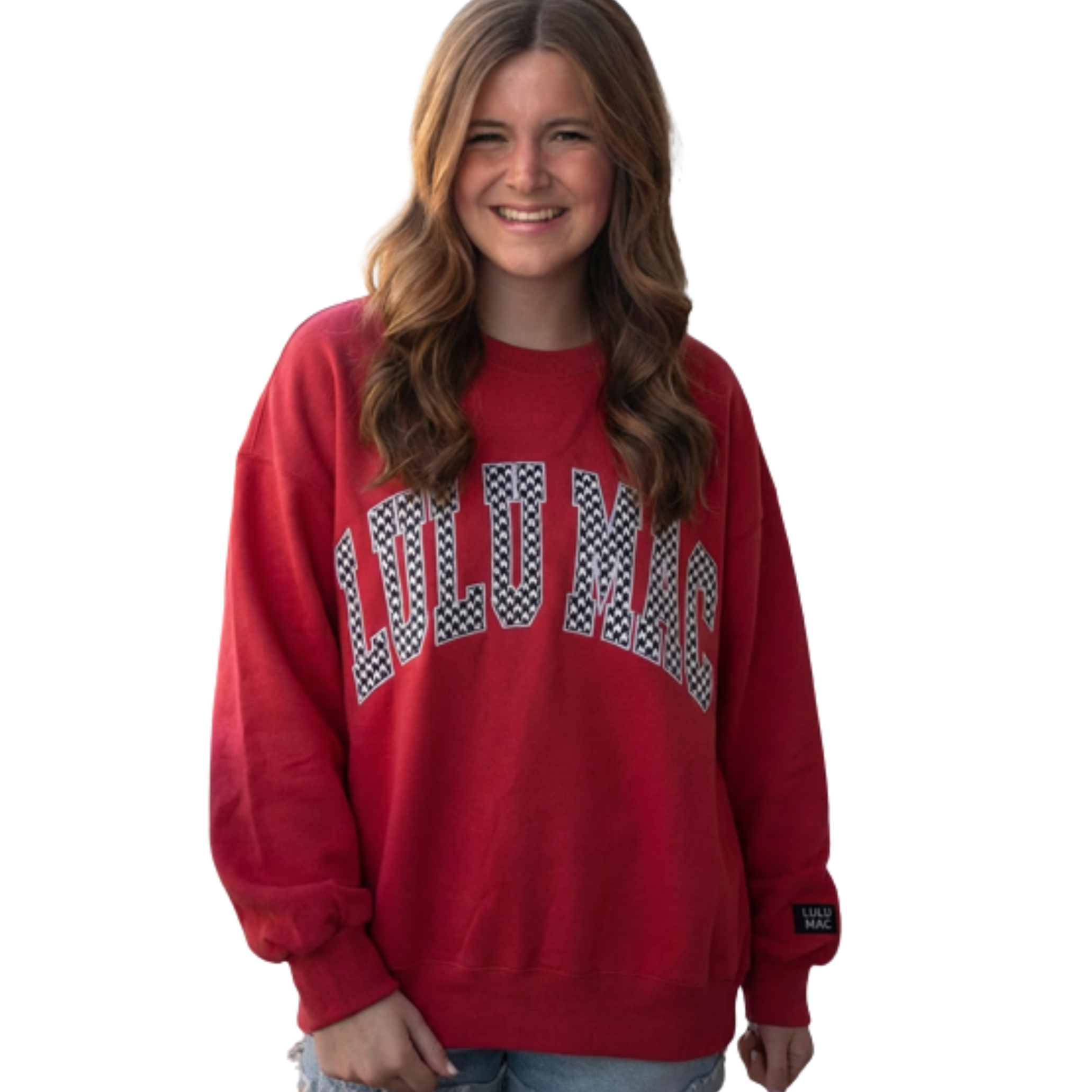 LM-SW-1009  Crimson Houndstooth-Stitch