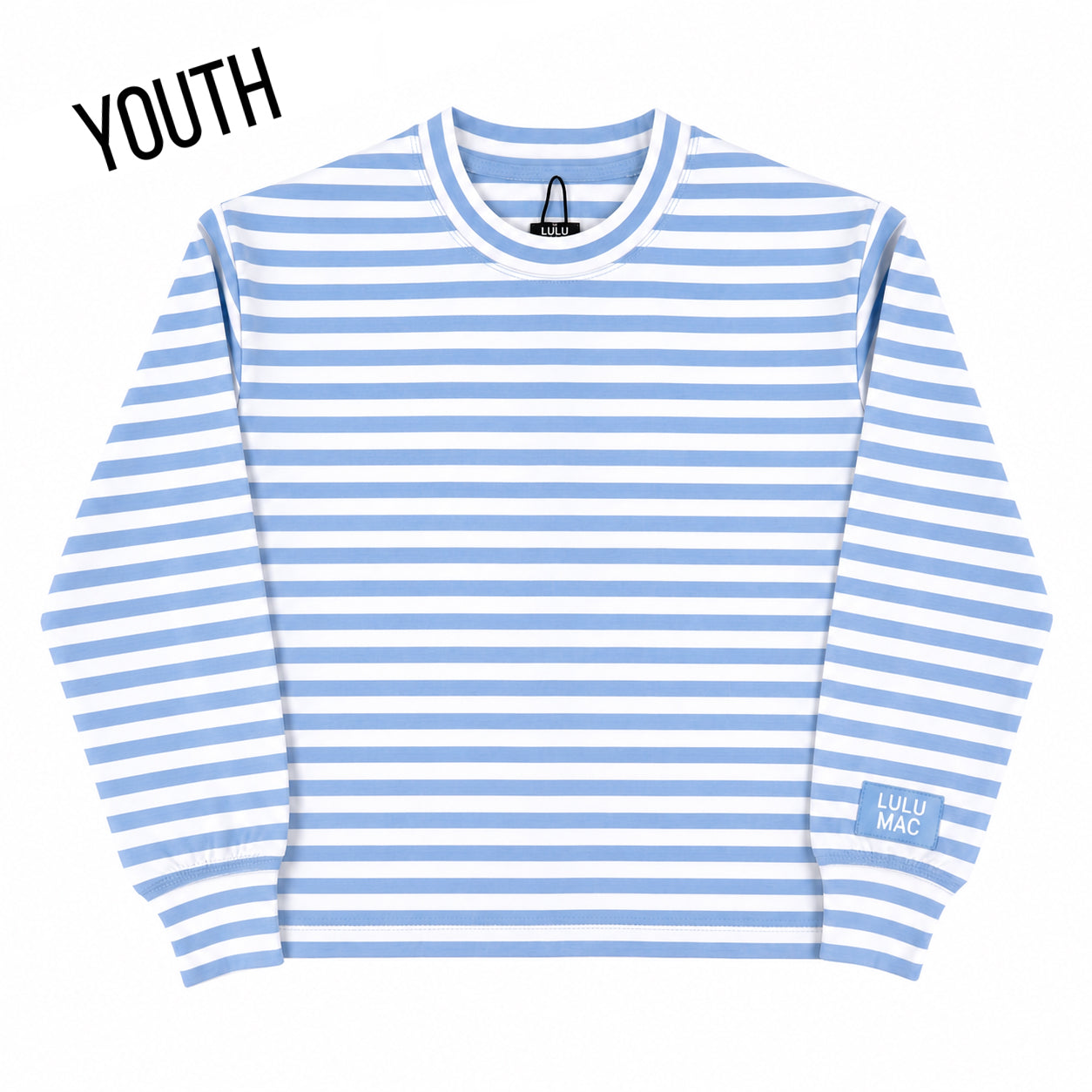 KD-MC-STRIPE MONOCHROME PATCH YOUTH LONG SLEEVE TOP-LIGHT BLUE