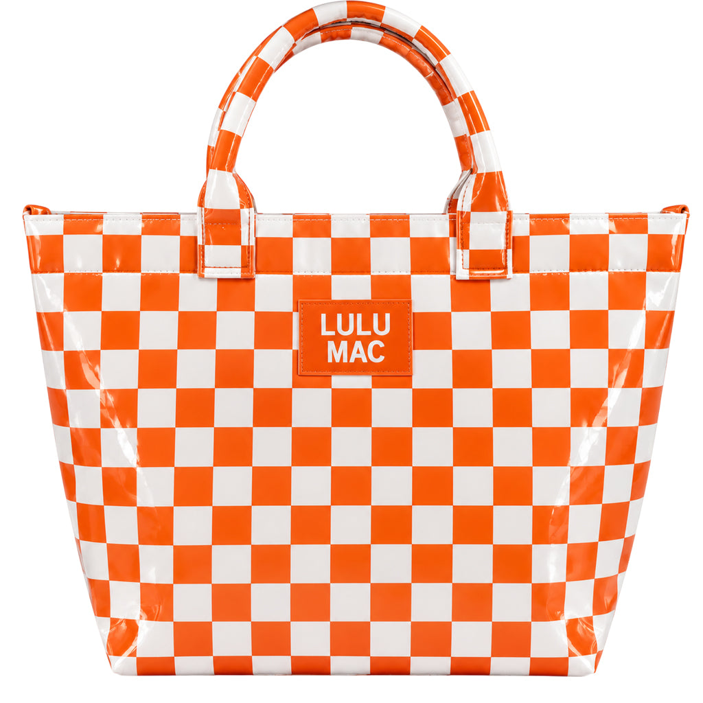 LM-BG-1003 TOTE BAG TN ORANGE/WHITE CHECKERED