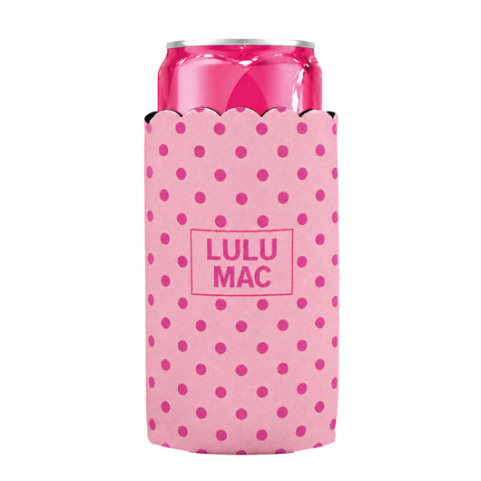 LM-SKZ-1005 Slim Can Koozie Pink/Hot Pink Dot