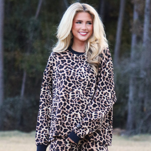 LM-WAFFLE LONGSLEEVE TOP-LEOPARD