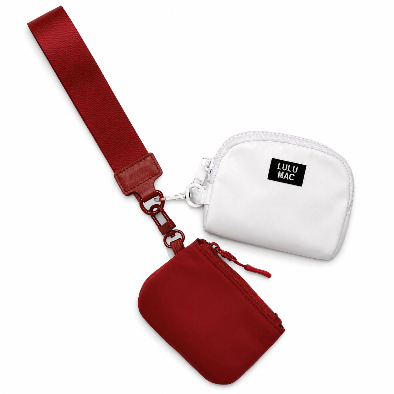 DP-8162 Crimson/White Lulu Mac Double Pouch Wristlets