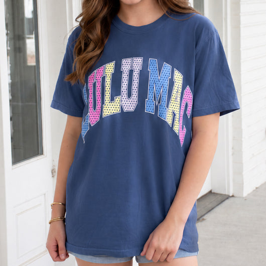 LM-TS-1010 Multi Polka Dot Adult China Blue Comfort Colors Tee
