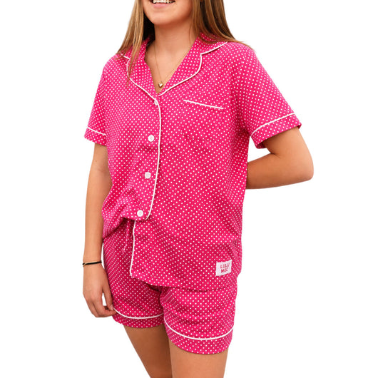 LM-PJ-1000 HOT PINK/WHITE DOT