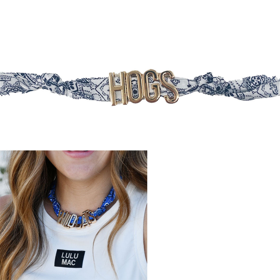 TEAM CHARM NECKLACE-HOGS BLACK AND WHITE