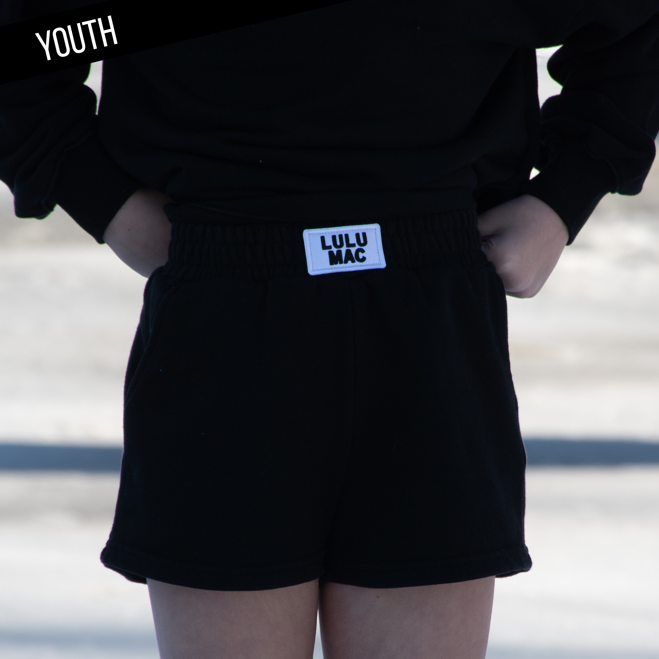 KD-SH-1001 KID TERRY CLOTH SHORTS -BLACK