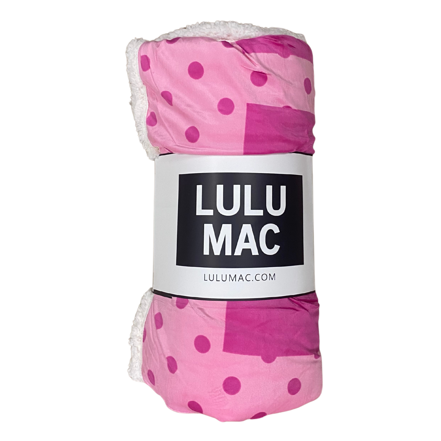 LM-BK-1002-PD LULU MAC BLANKET LIGHT PINK WITH HOT PINK DOTS