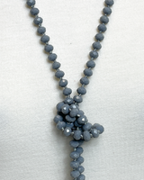 NK-2244 SOLID GREY 60 hand knotted glass bead necklace