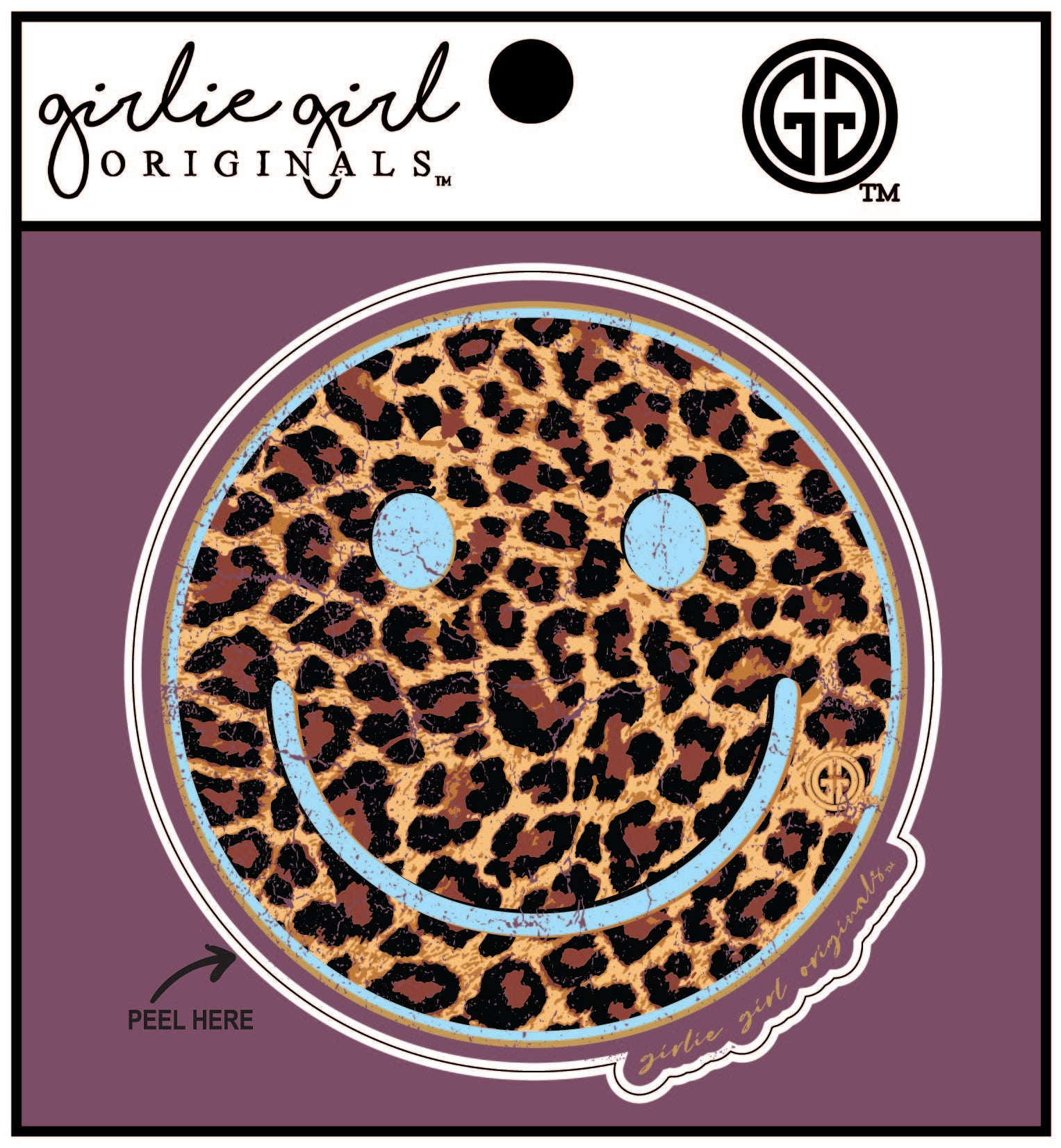 Decal/Sticker Leopard Happy Face Light Blue-2452