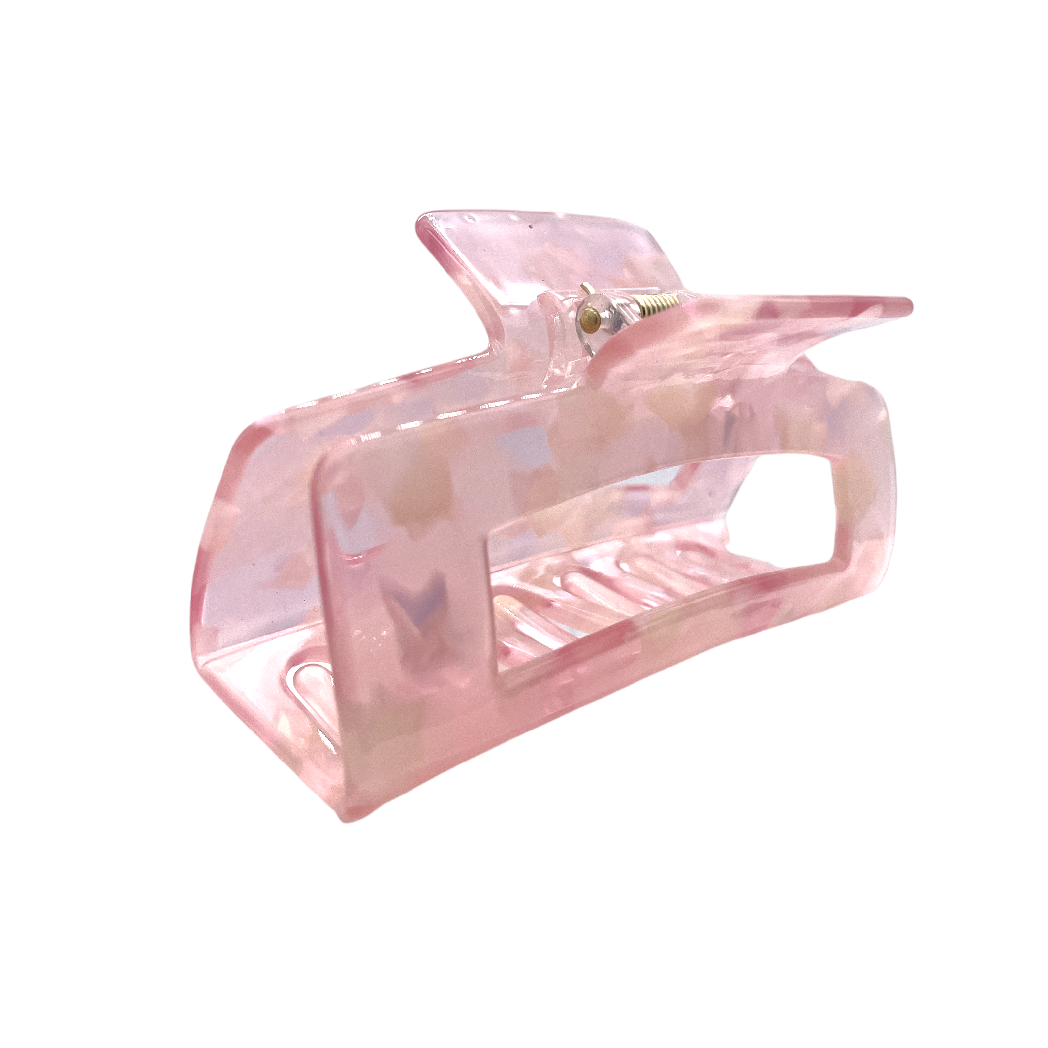 HCR-12M Large Rectangle Hair Clip-Lt Pink Clear