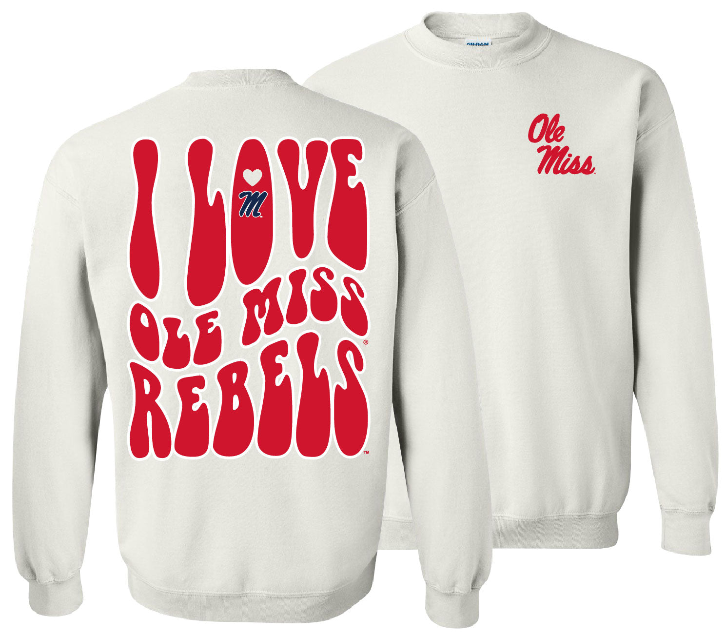 College-Ole Miss Love Team Sweatshirt-White
