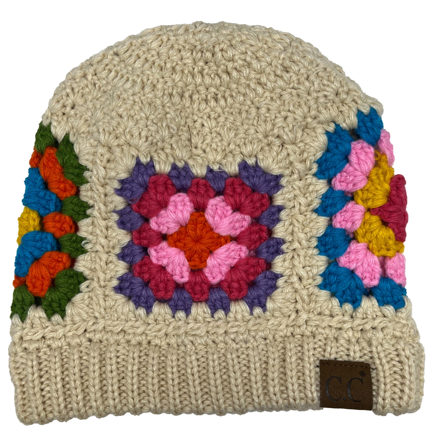Hat-7393 C.C Hand Crocheted Beanie-Oatmeal