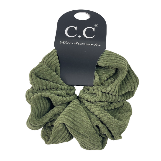 SCR-03 C.C CORDUROY SCRUNCHIE OLIVE