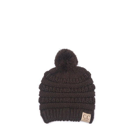 Baby-847 Brown Beanie with Pom