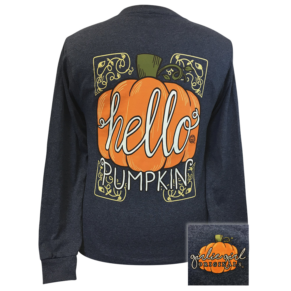 Hello Pumpkin-Vintage Heather Navy LS-2127