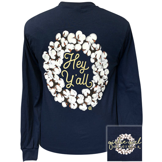 Hey Yall Wreath-Navy LS-2131