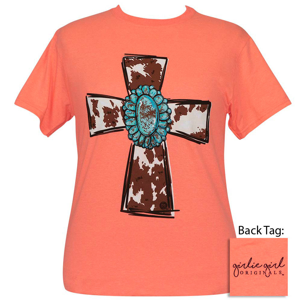 Turquoise Cow Cross - Retro Heather Coral SS-2407