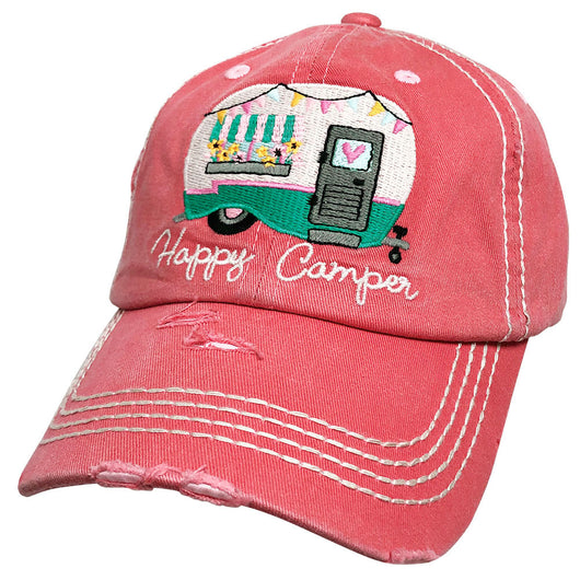 KBV-1276 Happy Camper-Torn Look-Hot Pink