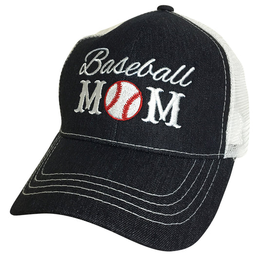 Baseball Mom Black Denim Baseball Cap