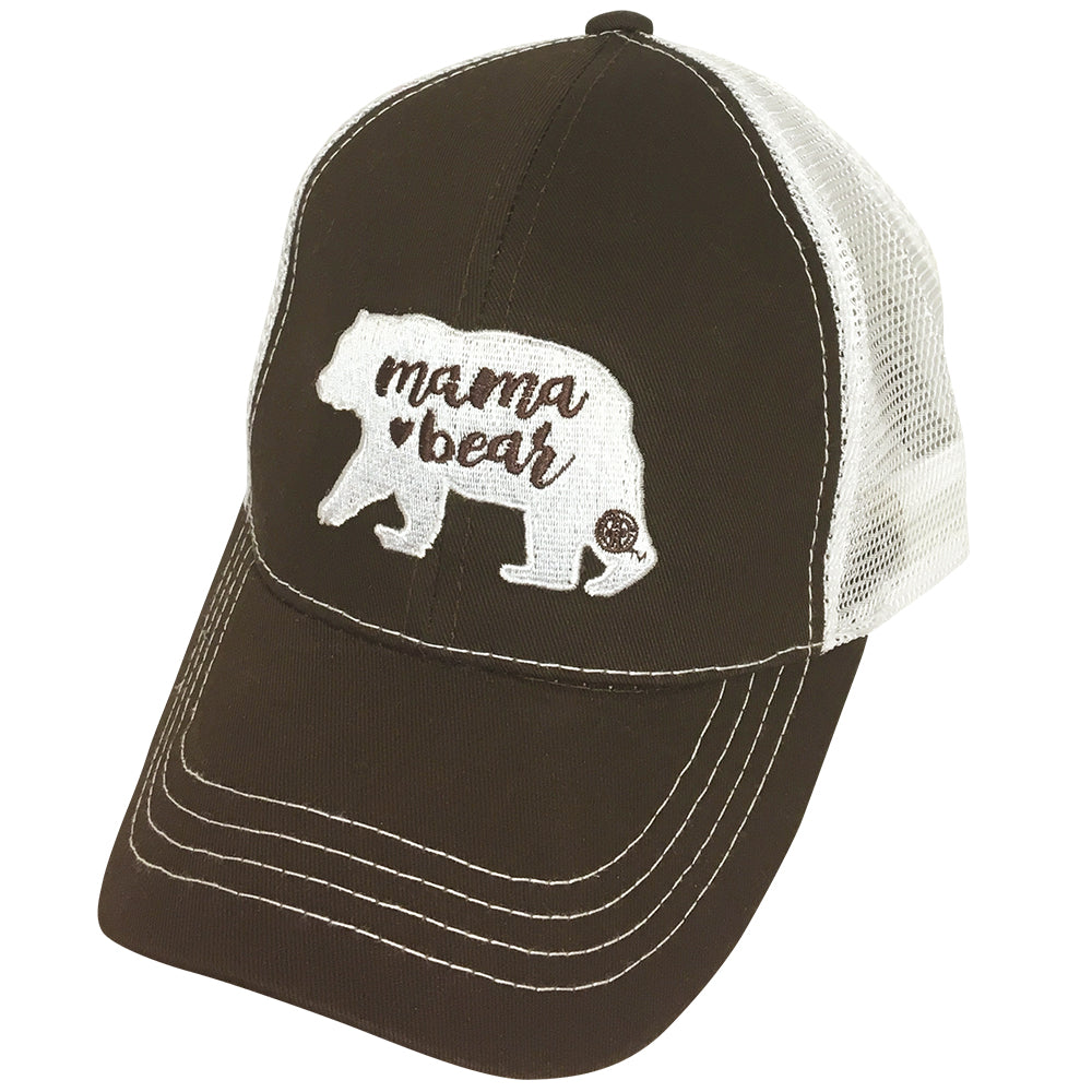 BJ-4 Mama Bear Trucker Pony Caps Brown
