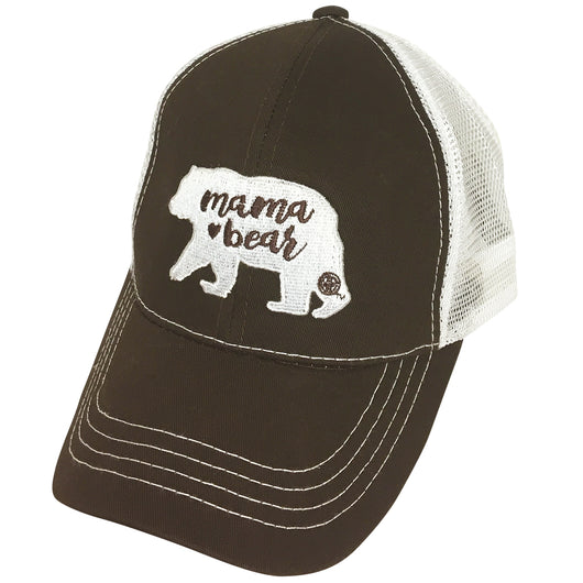 BJ-4 Mama Bear Trucker Pony Caps Brown
