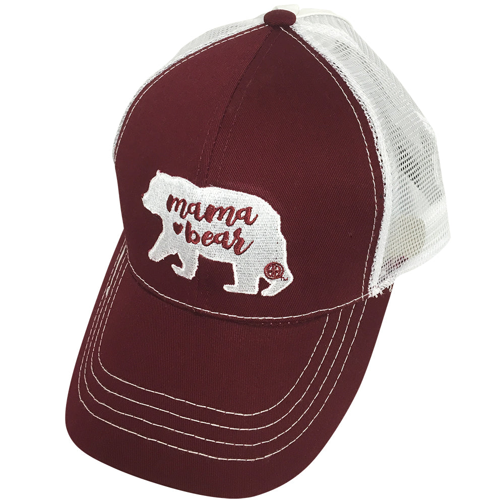 BJ-4 Mama Bear Trucker Pony Caps Burgundy