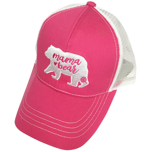 BJ-4 Mama Bear Trucker Pony Caps Hot Pink