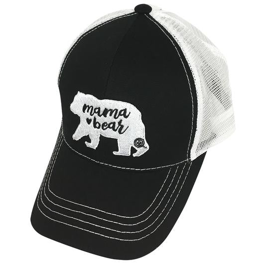 BJ-4 Mama Bear Trucker Pony Caps Black