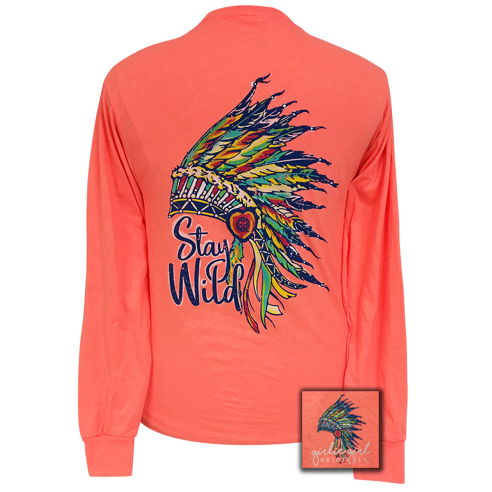 Stay Wild Retro Heather Coral Long Sleeve